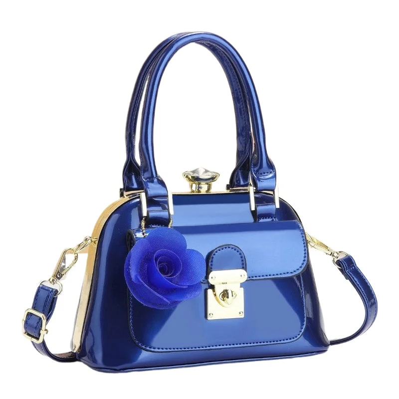 Exquisite Shoulder Bag Diamond Shell Messenger Bag Glossy Korean Version Versatile Temperament Commuting Handbag Bright Leather