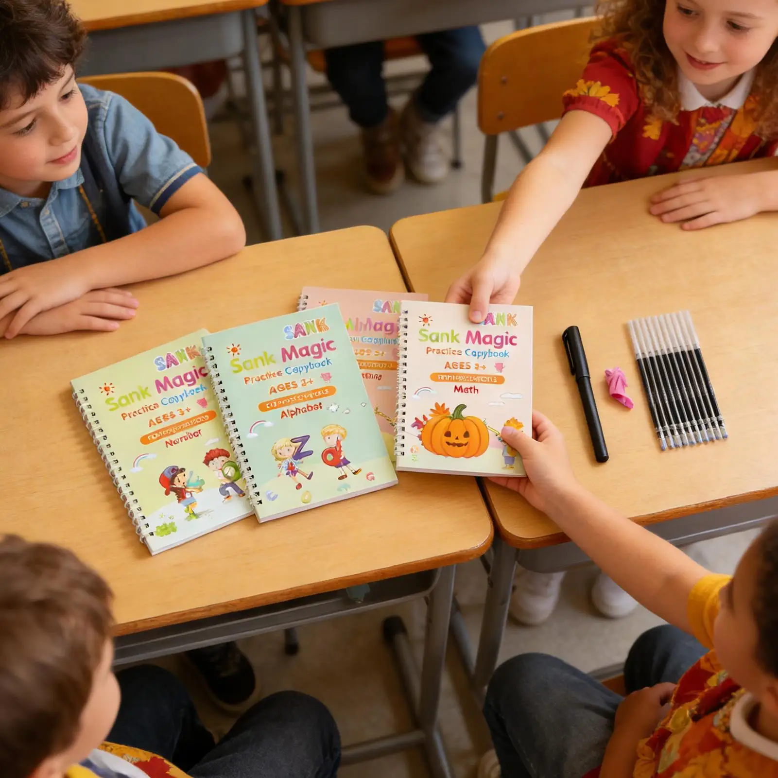 

Практика рукописного ввода для детей, 4 шт., книга для письма с рифленым алфавитом, многоразовая детская рабочая тетрадь для рукописного ввода для домашней школы