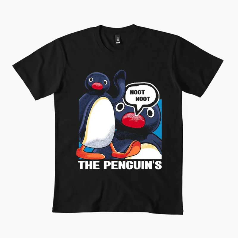 

0330 Noot Noot Pingu Meme Gift t shirt for men Funny cartoon Graphic Clothes 100% cotton printed Y2K clothing Large size tee