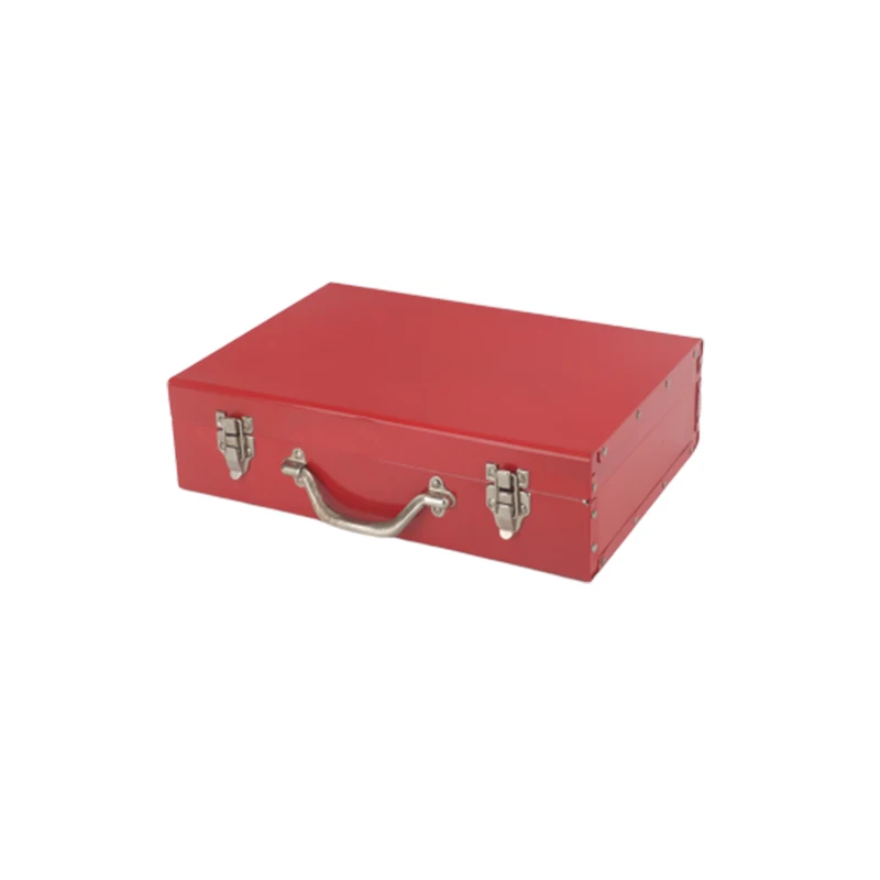 a forPortable Red Metal Tool Box, Empty Steel Storage Tool Case with Carry Handle & Latch Lock, Handheld Tool Container