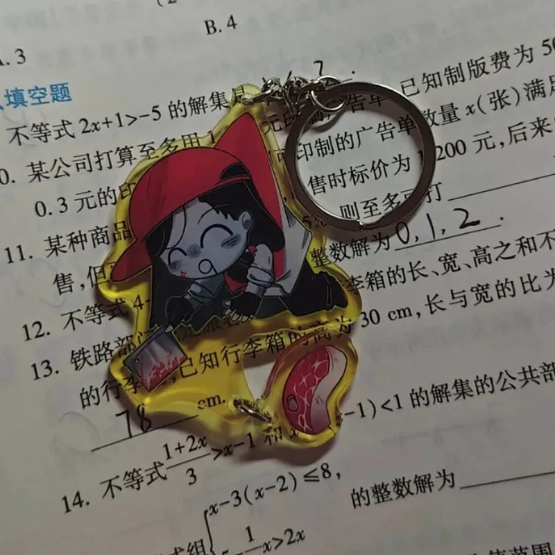 أنيمي يي شي جزار الغرور تأثيري المفاتيح الاكريليك قلادة كيرينغ الوجهين مفتاح سلسلة حقيبة الملحقات تجهيزات حفلة الهالوين