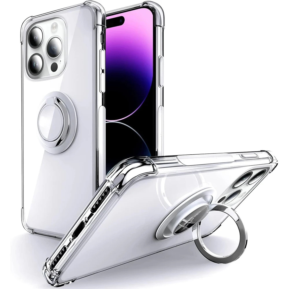 Transparent Ring Holder Phone Case for IPhone 13 12 Mini 15 14 11 Pro Max X XS XR 7 8 Plus Soft Shell Shockproof Cove