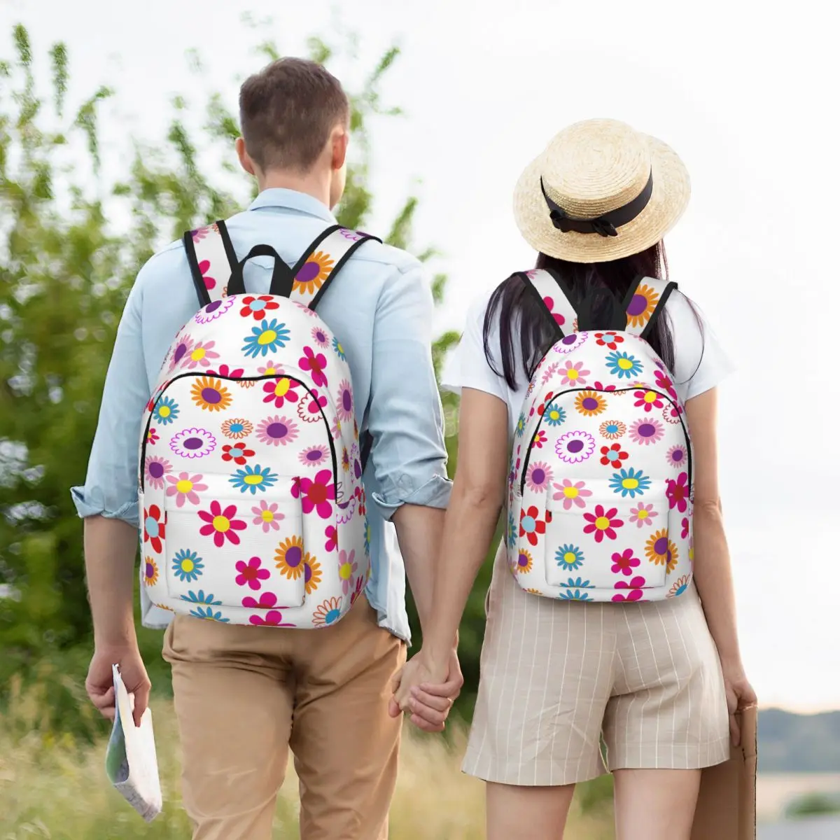 Kleurrijke Bloem Rugzak Midden Middelbare School Student Mooie Boekentas Tieners Canvas Dagrugzak Outdoor