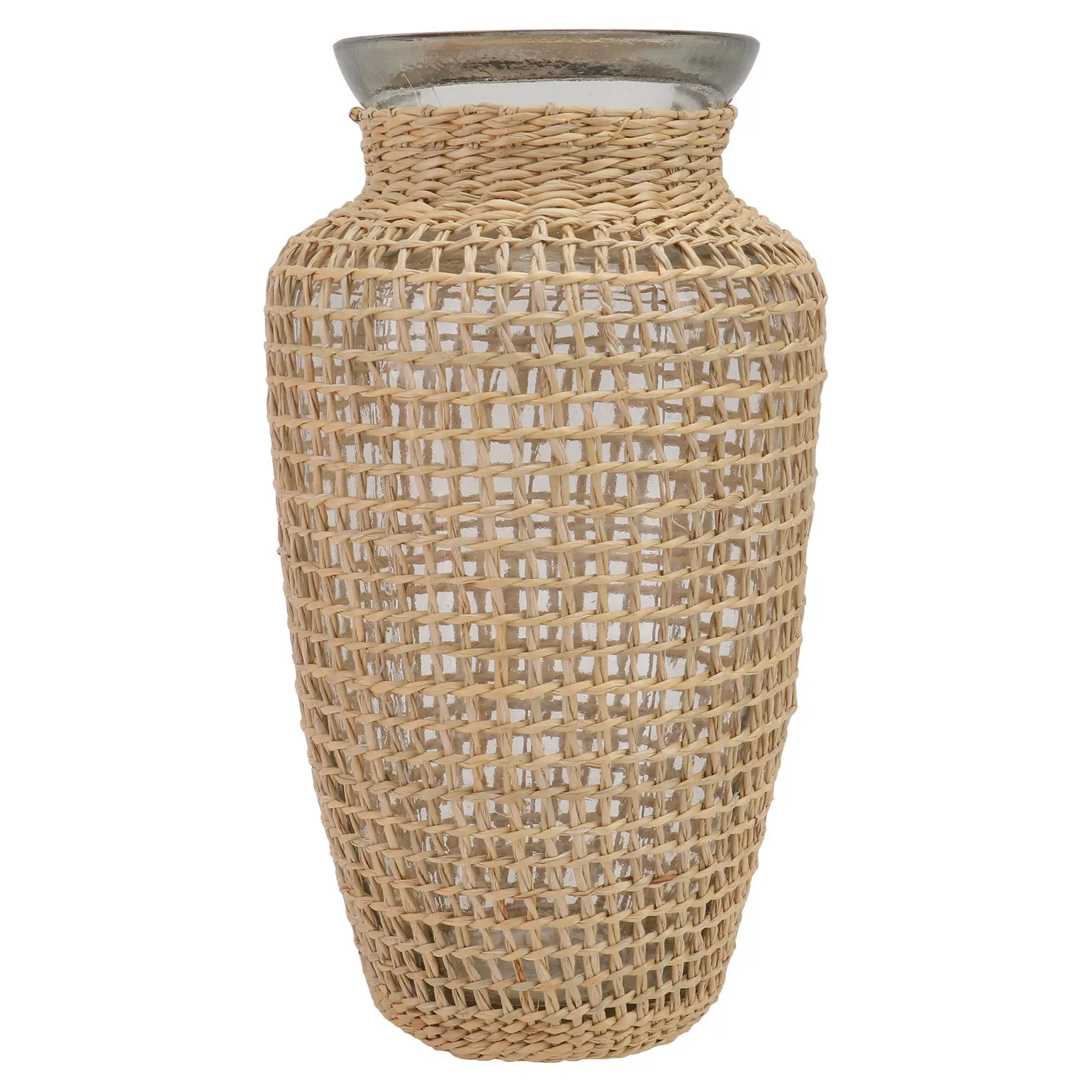 

1Pcs Natural Grass Woven Flower Vase Khaki Long-Lasting Flower Container Home Decoration Hydroponics Plant Holder