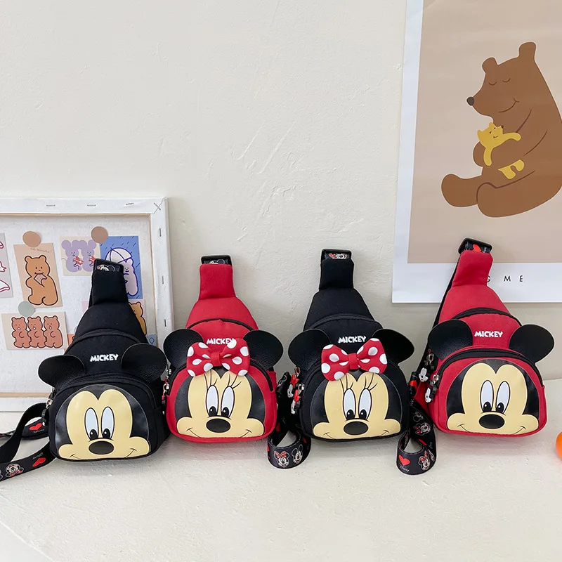 Cute Disney Mickey Mouse Cartoon Shoulder Crossbody Bag for Boys Girls Children Luxury Brand Designer Chest Back Bag Backpack