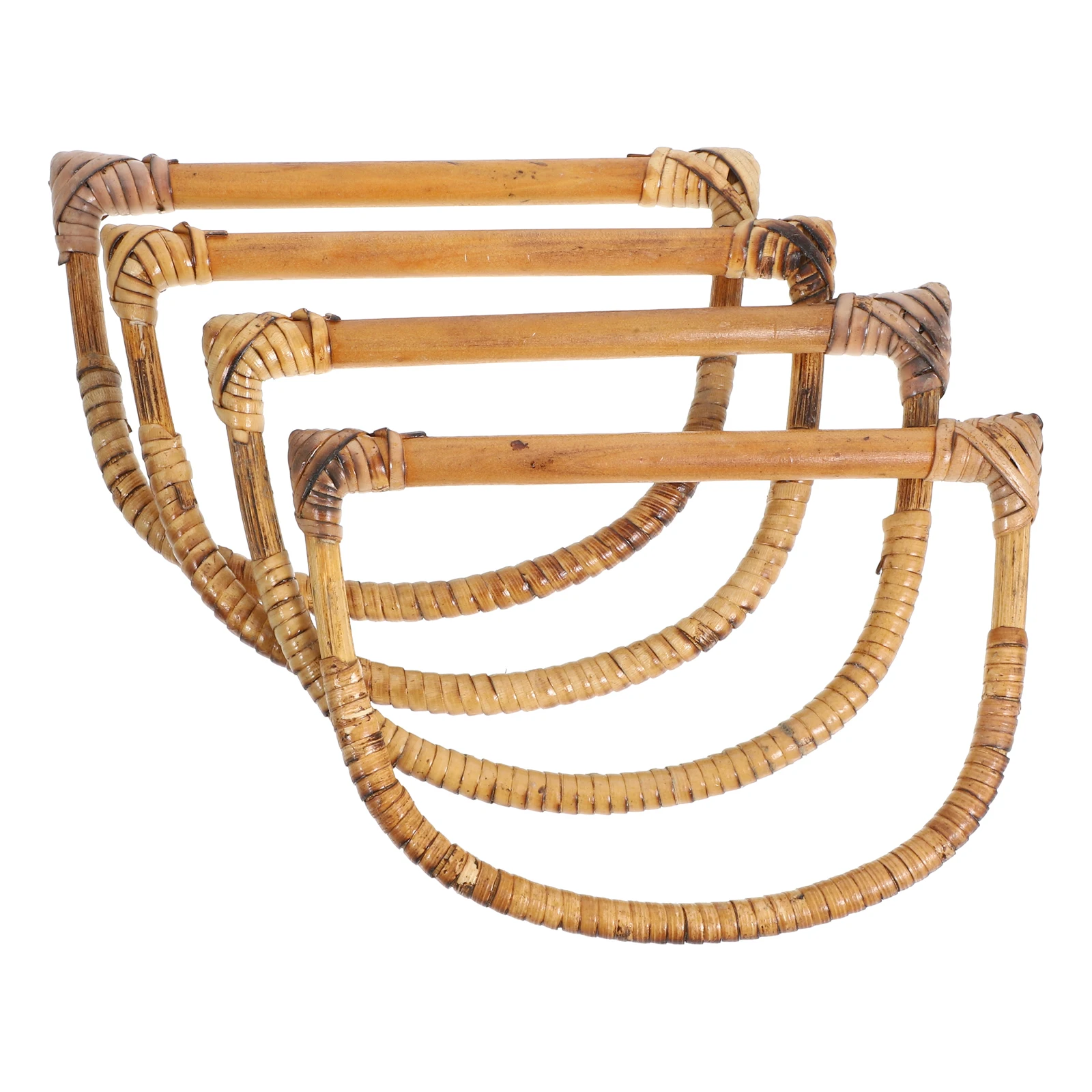 

4pcs Natural Wood Rattan Handles For Diy Handbag Making Woven Bag Grip Replacement Craft Supplies Solid Wood Handle Accessories