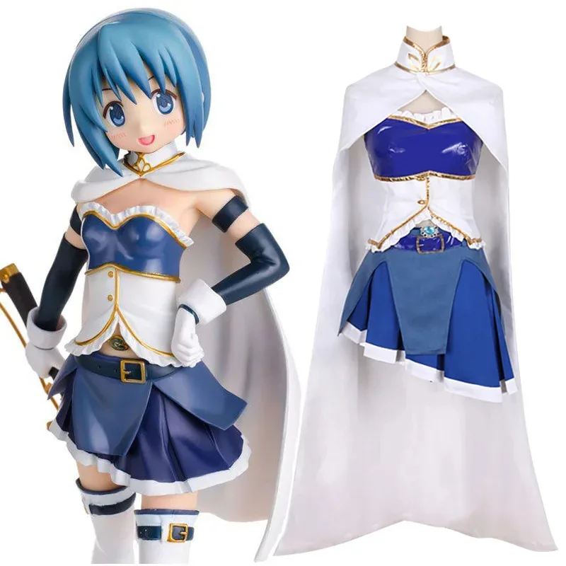 2025 YiyiAnime Puella Magi Madoka Magica Miki Sayaka Kostum Cosplay Gaun Wig Setelan Penuh Permainan Peran Halloween Wanita Anak Perempuan Cantik