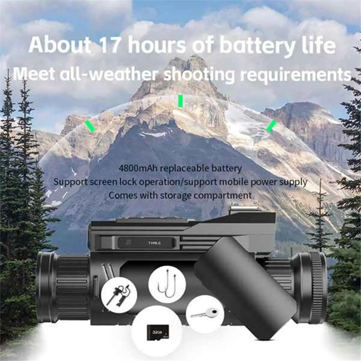 

【BUYERS】D12 4K цифровой монокуляр ночного видения 28X инфракрасные очки ночного видения 68MP цифровой зум Wi-Fi телескоп для пеших прогулок