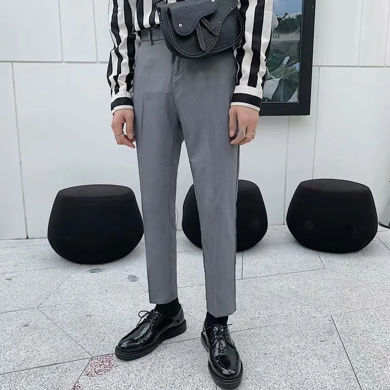 

Daily business casual zipper design straight slim version of suit pants dress pants men's professional pants