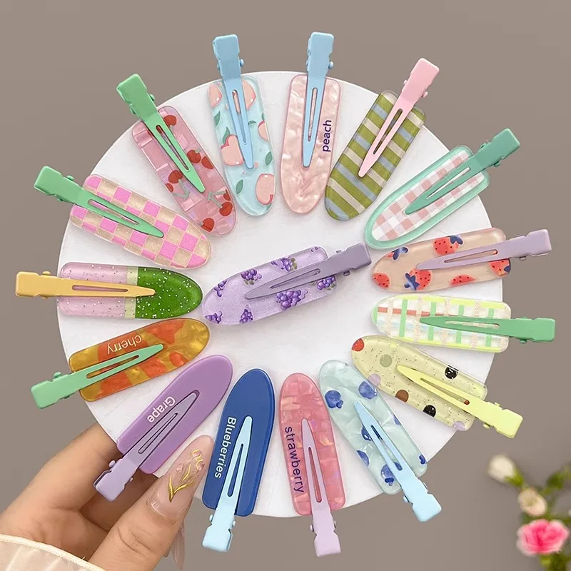 Conjunto de 14/12 Presilhas de Cabelo Coloridas em Formato de Frutas para Mulheres, Grampos Bico de Pato para Franjas Laterais e Cabelos Rebeldes, Presilhas Simples Estilo Doce para Meninas