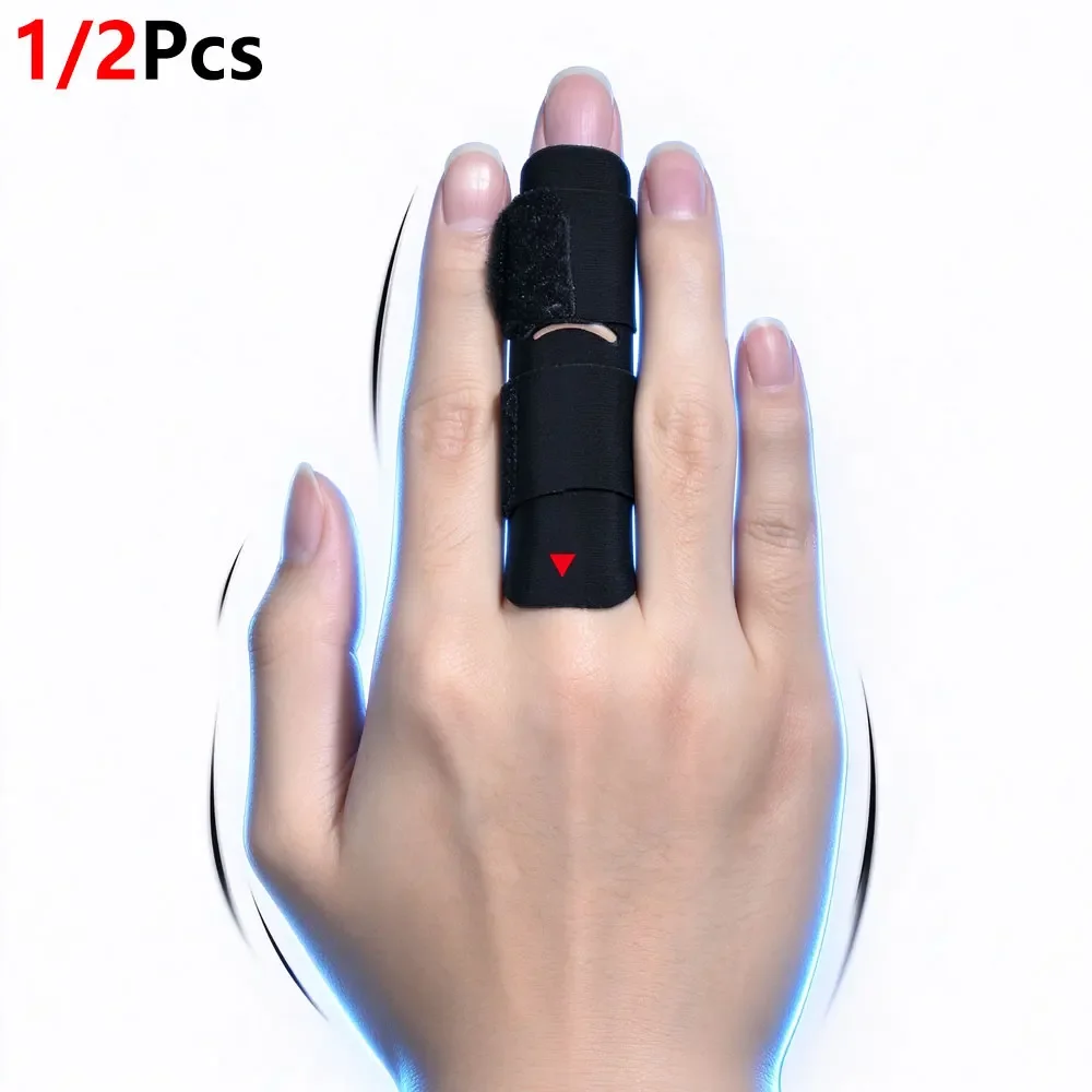 1/2Pcs Basketball Finger Support Splint, Flexible Neoprene Finger Sleeve Protector, Adjustable Strap Sprained Finger Stabilizer