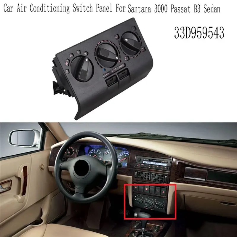 BB AT-For VW Santana 3000 Passat B3 Sedan Compatible Car Air Conditioning Switch Panel- Model Code 33D959543