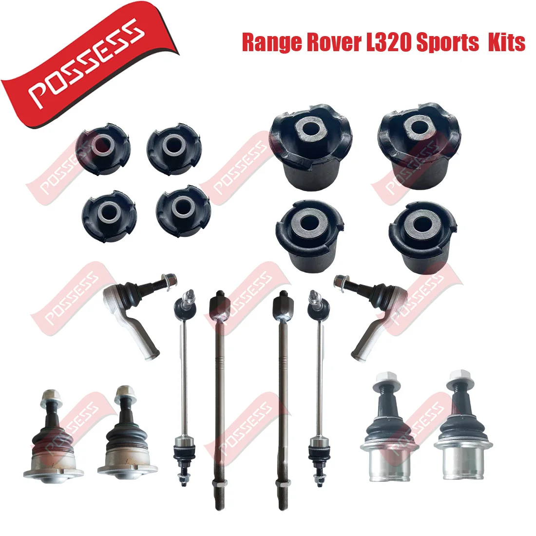 18 PCS Front Suspension Control Arm Rubber Bushing Stabilizer Link Tie Rod Kits For Land Rover Range Rover Sports L320