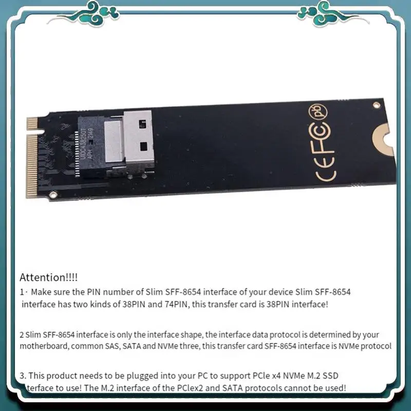 

Простой в использовании адаптер NGFF M-Key NVME к SFF-8654 Slimline SAS Card и кабель U.2 U2 SFF-8639 NVME Pcie SSD 50 см для материнской платы SSD