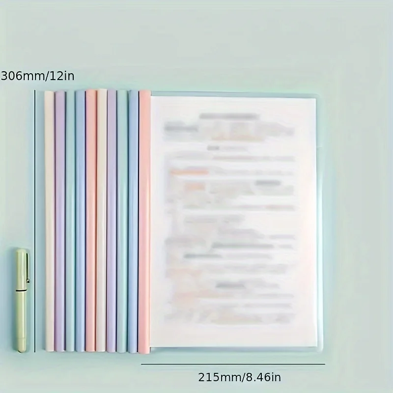 10pcs/set A4 morandi color folder Test paper and document rod clamp file folder Business office supplies