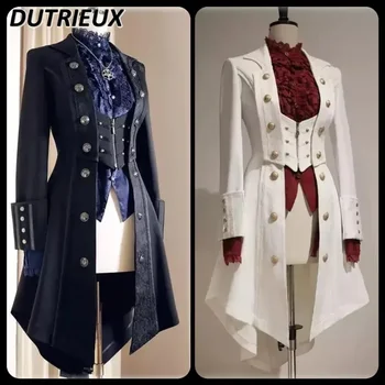 Trench-Coat Long foncé rétro japonais, Style britannique, gothique, beau tenue de chevalier, Lolita douce, veste amincissante à manches longues