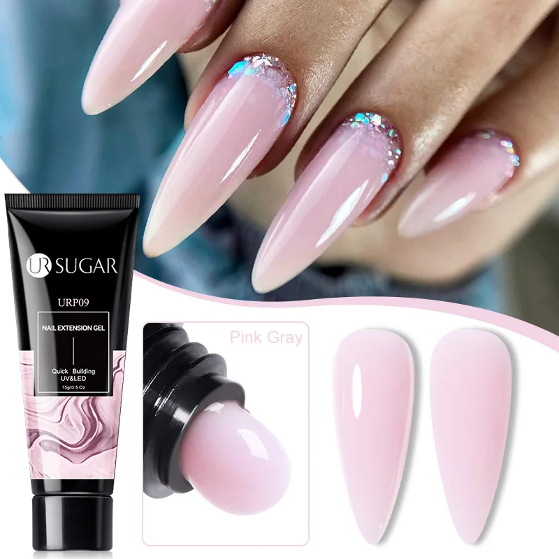 UR SUGAR 15ml Light Nude Quick Extension Gel 12Colors Soak Off UV LED White Clear Building Gel Manicure Nail Construction Gel