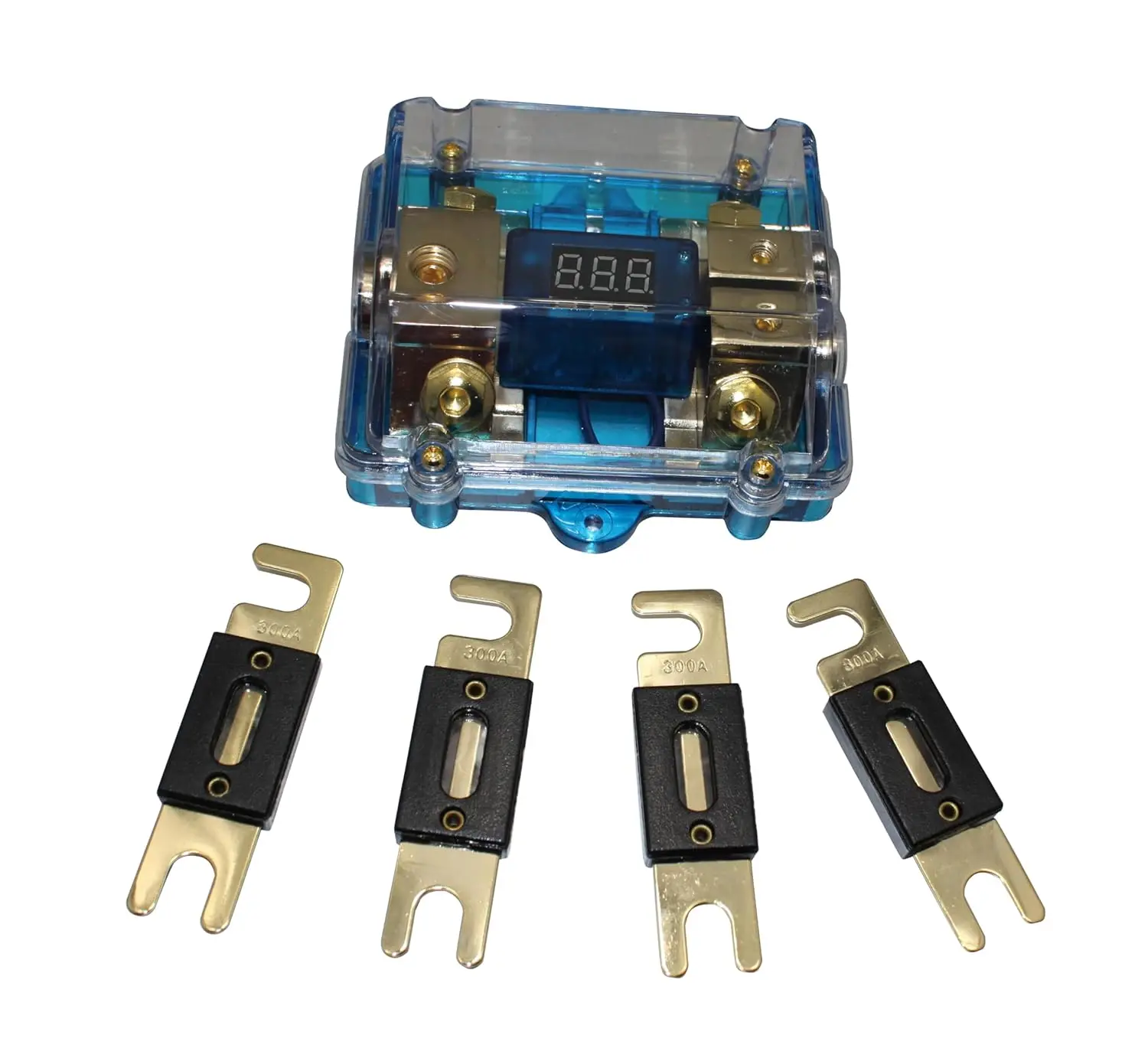 200A ANL Dual Digital Gold Plated ANL Distribution Block 0-4 Ga Fuse Holder 12-24V Input Voltage Display