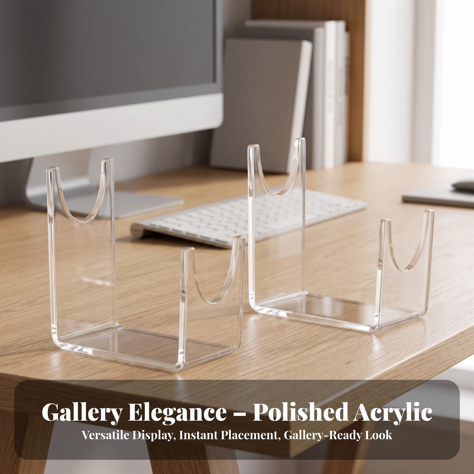 2 Pieces Acrylic Display Stand Slim Acrylic Stand Featuring a U-Shaped-Shaped Slot Compact Easy to Use for Collectors, Tabletop