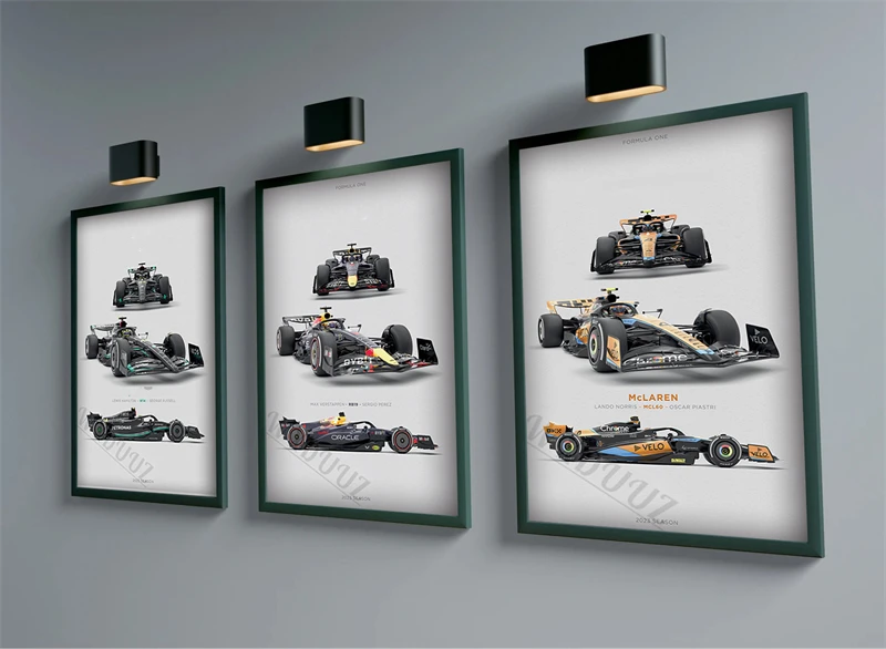 F1 2023 Season Team Racing Car Poster Aesthetics Motorsport Helmet Formula One Grand Prix Track Canvas Wall Art Mural Room Decor