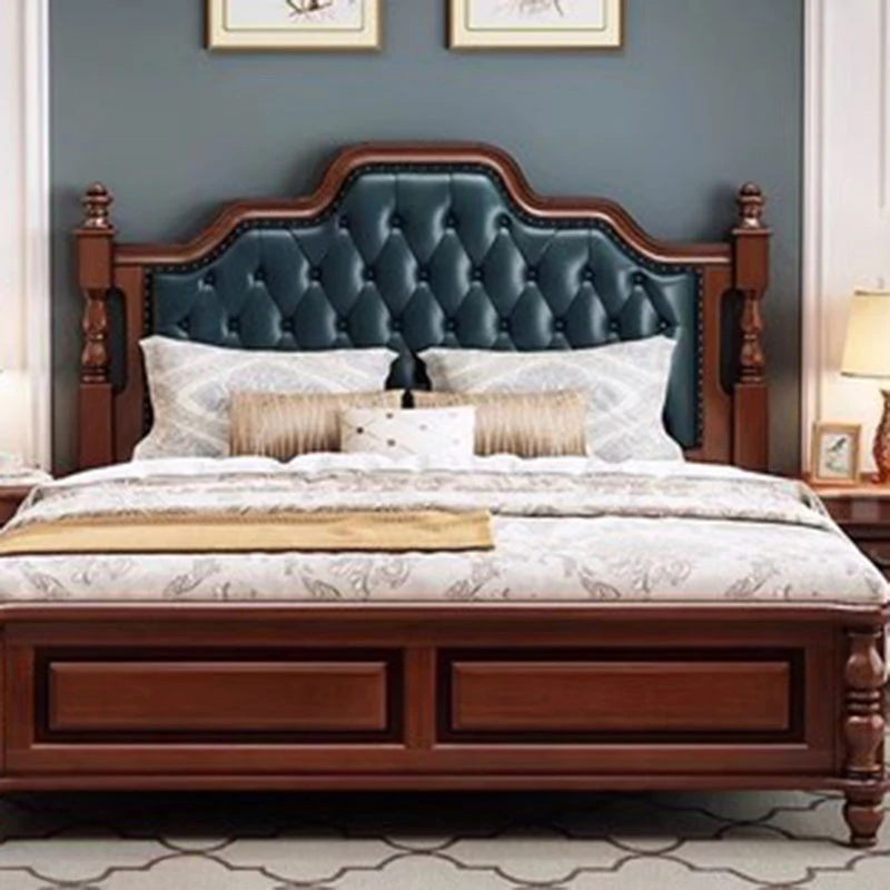 Nordic Luxury Modern Bed Storage Master Cheap Green Twin King Bed Bedroom Wood Leather Letto Matrimoniale Bedroom Furniture