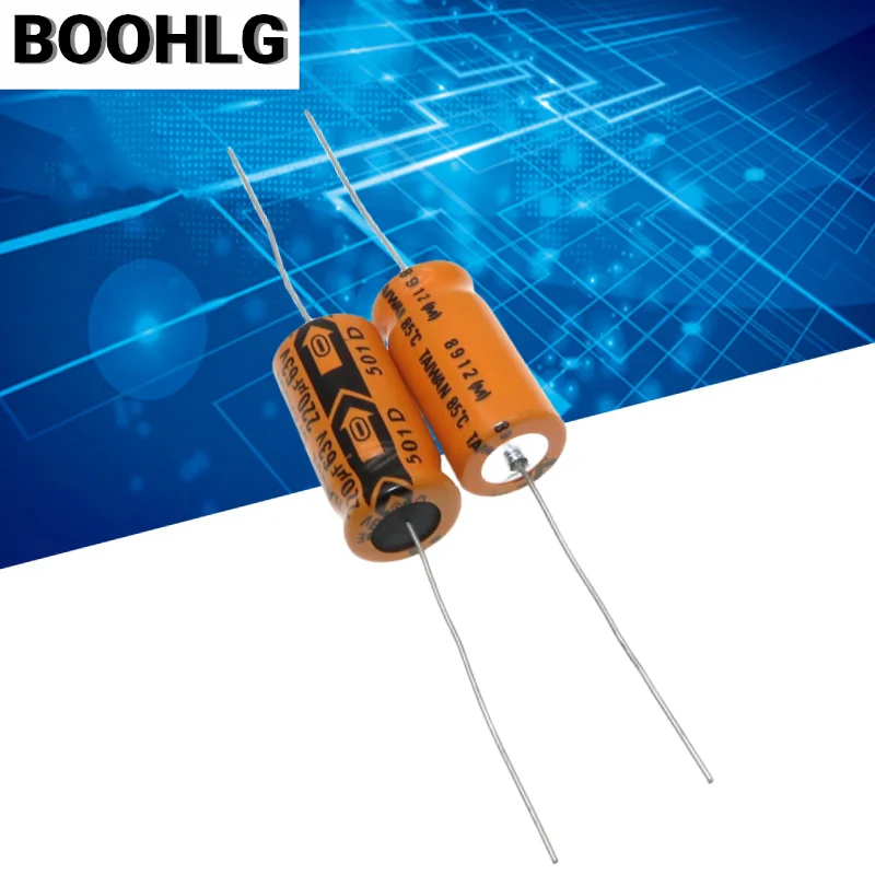 

5pcs Sprague horizontal axial polarized 63V 220uf aluminum electrolytic capacitor 13X26