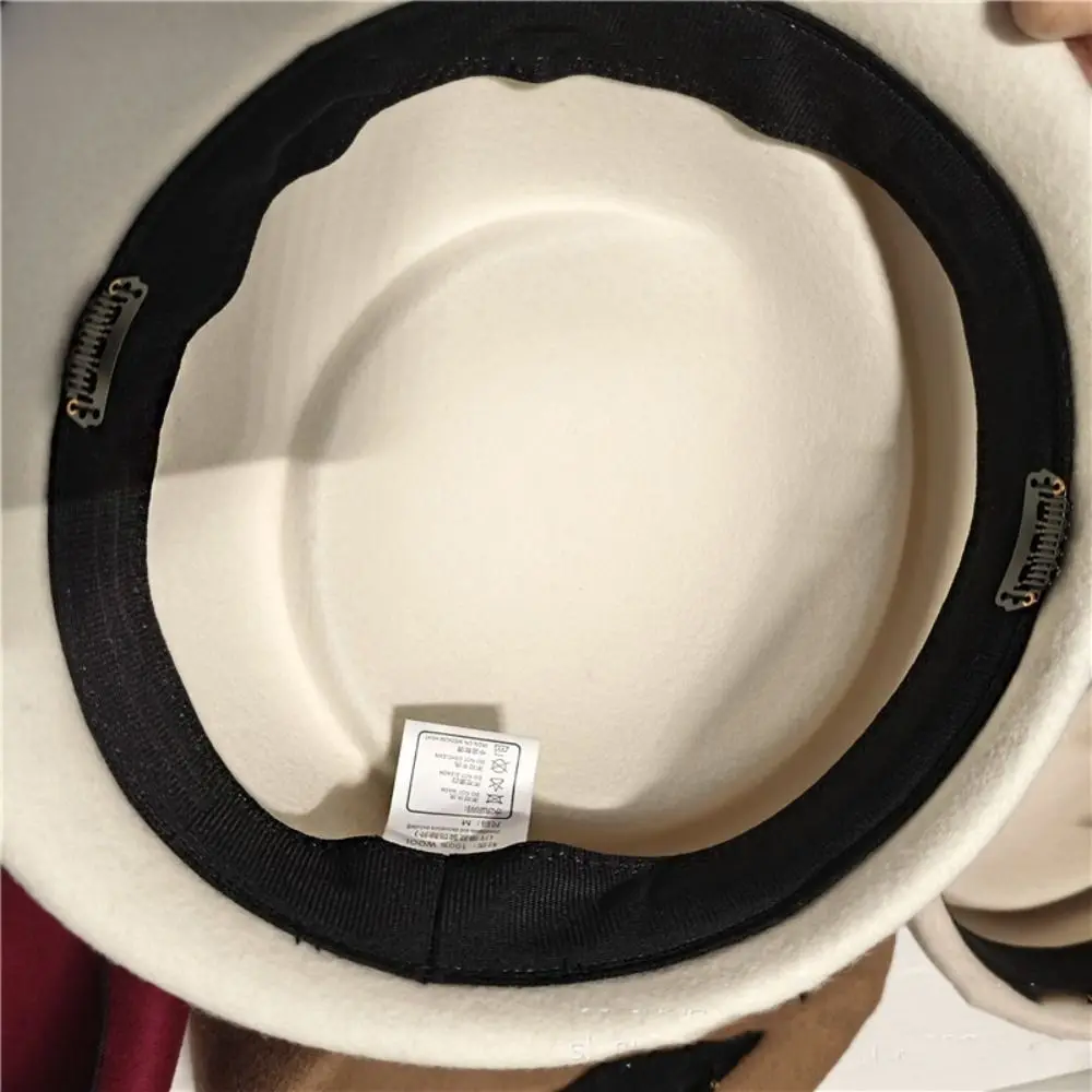 Hepburn Style Wool Pillbox Hat Fedoras Elegant Beret Hat Versatile Solid Color Medicine Box Hat Beach Visor