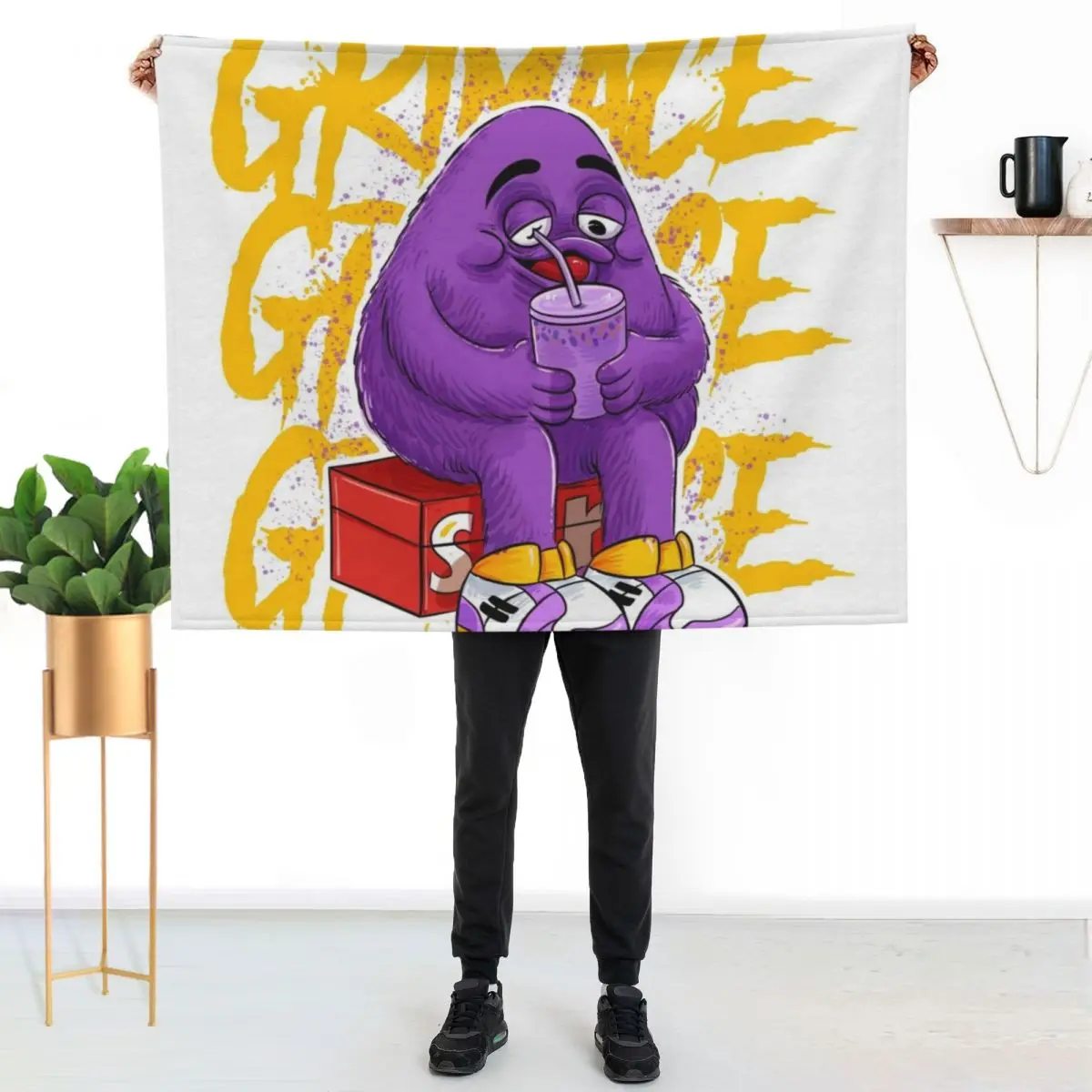Grim Shake Grimace Fan art Throw Blanket Sofas Decoratives Nap Summer Beddings Bed Fashionable Hair Blankets