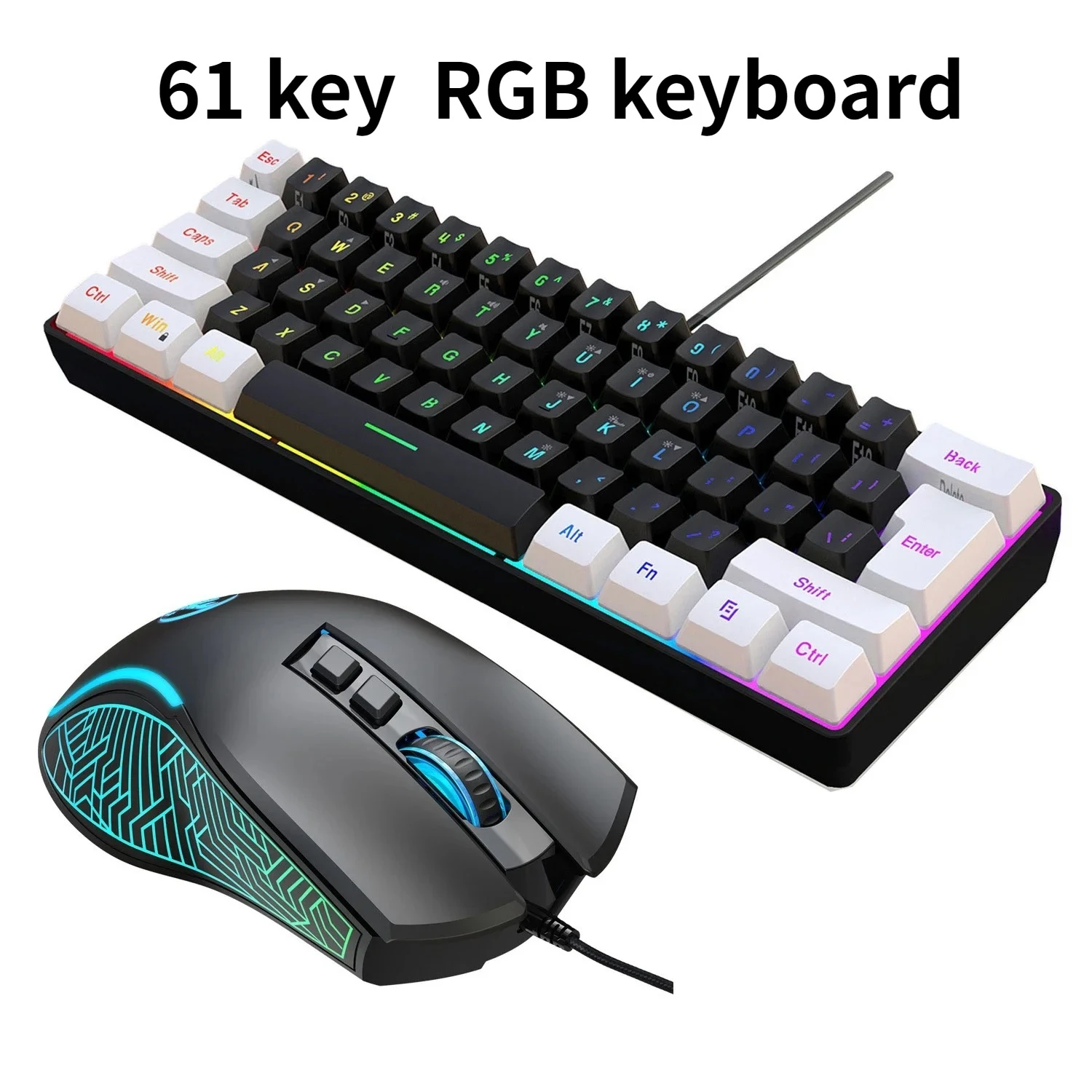 

Keyboards with mouse sets 60% computer wired Mouse & keyboard combo set gaming pc home office Mini set cute Backlight key board
