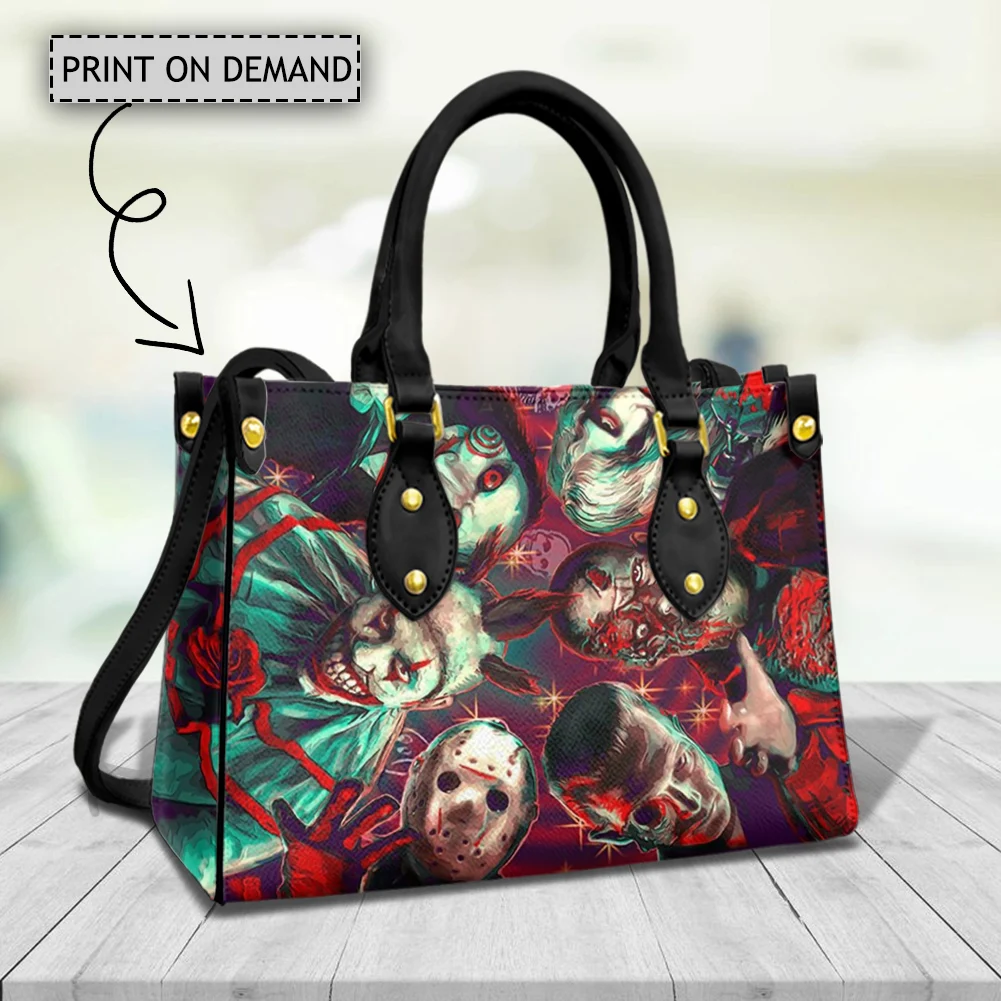Women's Shoulder Bag Horror Movie Killer Trendy Fashion Handbag PU Leather Small Underarm Messenger Bag Girls Clutch Female Gift