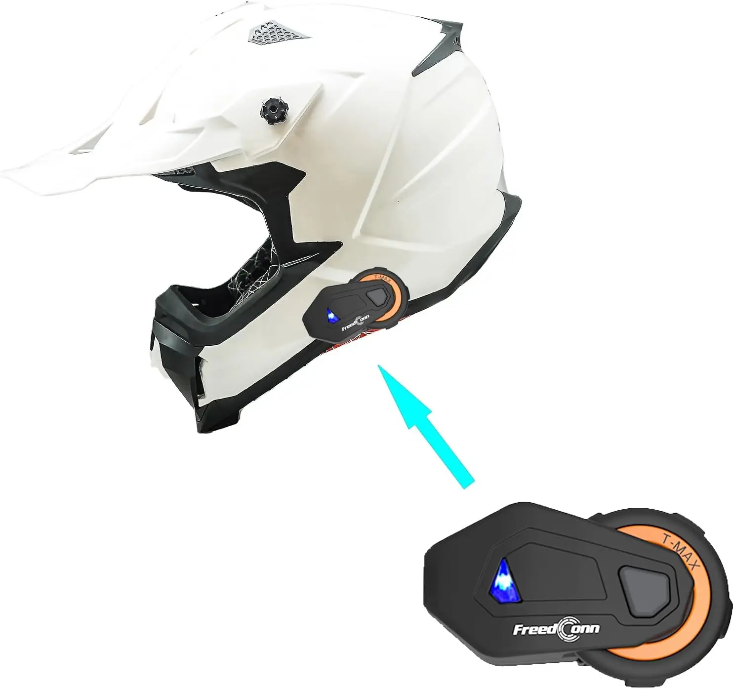 

Large Z Bluetooth Adult Motocross Helmet ATV Dirt Bike BMX MX Downhill Mountain Helmet Track Style JH601; Glossy White + Motorcy