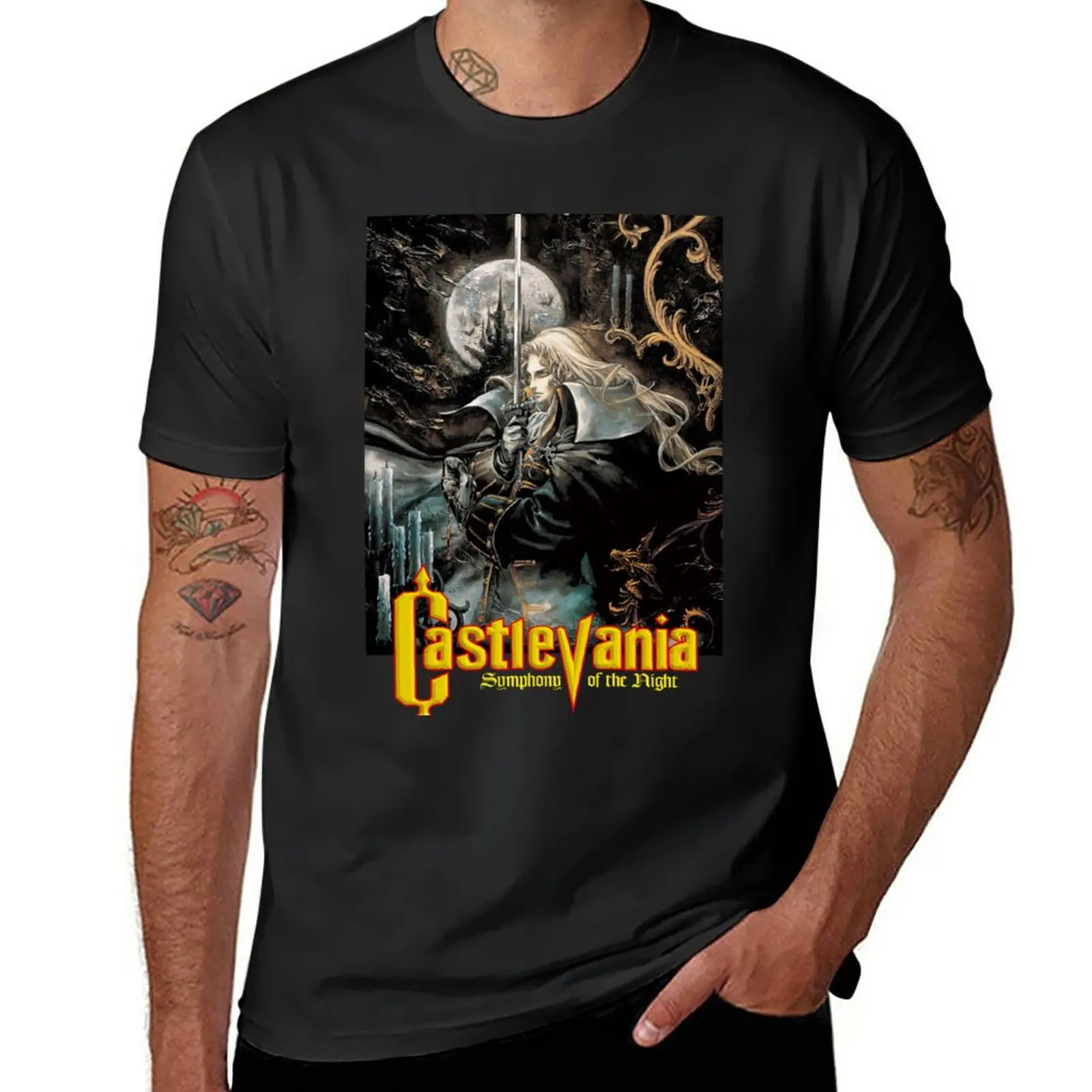 New Symphony Of The Night Coverart T-Shirt custom t shirt funny t shirts T-shirt for a boy mens workout shirts