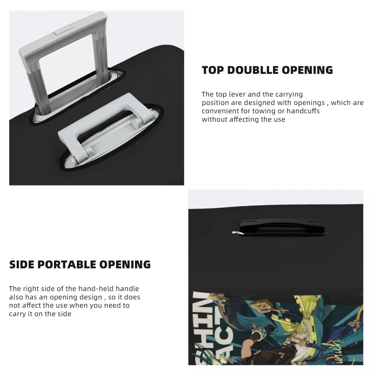 Kinich Sunblast Genshin Impact Custodia protettiva per valigia Coperture protettive elastiche per bagagli da viaggio per 18-32 pollici