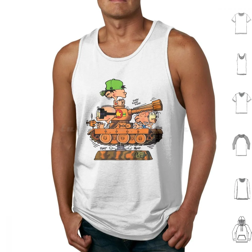 Kid Paddle In Tank Tank Tops Print Cotton Retro Vintage Nostalgic 60 70 80 Comic Cartoon French France Belgium Belgian