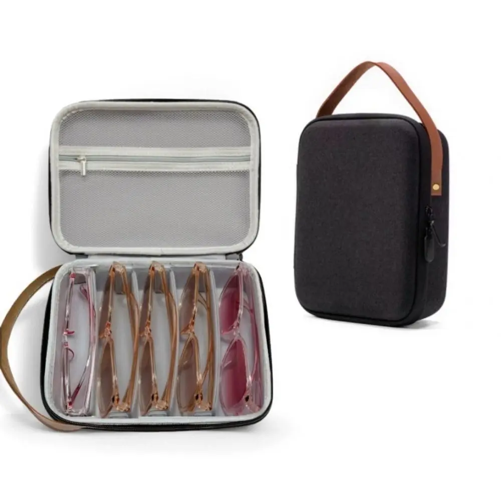 5 Slots Eyeglasses Case Portable Hard Shell Glasses Storage Box Anti-lost Large Capacity Sunglasses Protective Case Women