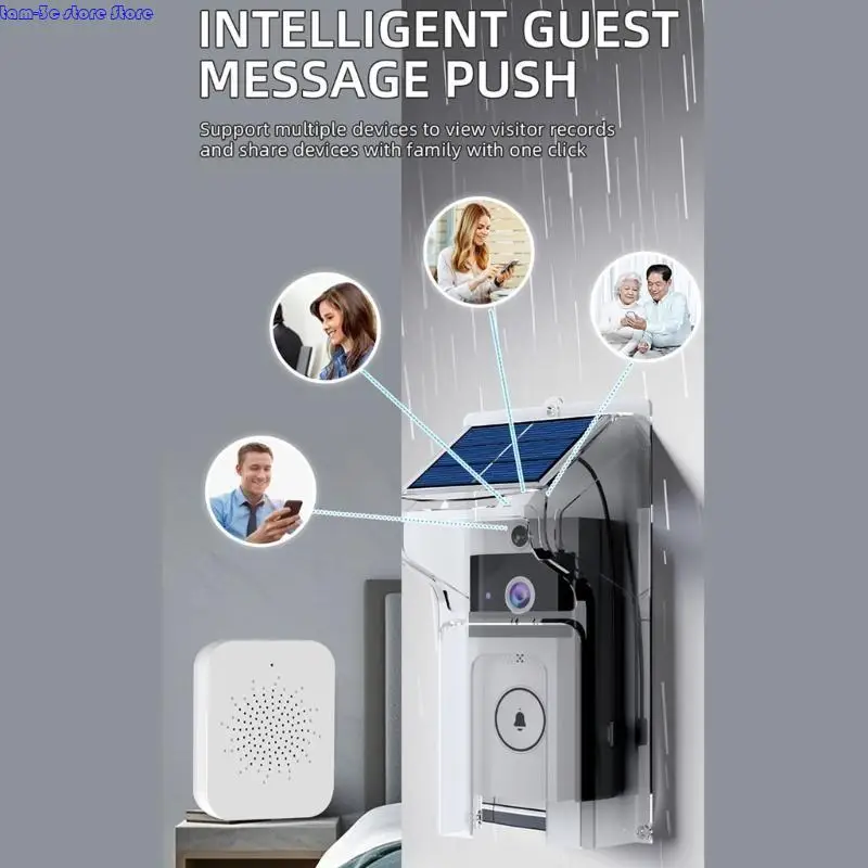 D0UA Doorbell Protector Protector Shield With Solar Charging Paning Dustive Shield Search Easy Installation Cover