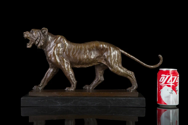 GOOD -TOP COOL -office home LIVING ROOM TOP ART Decor --46CM LARGE Wild CAT animal tiger ART bronze statue sculpture Decoration