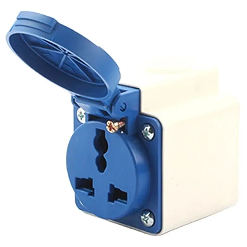 

Waterproof Universal Grounding industry Power wall socket German European 2P+E 16A 250V IP44 EU power surface mounted outlet