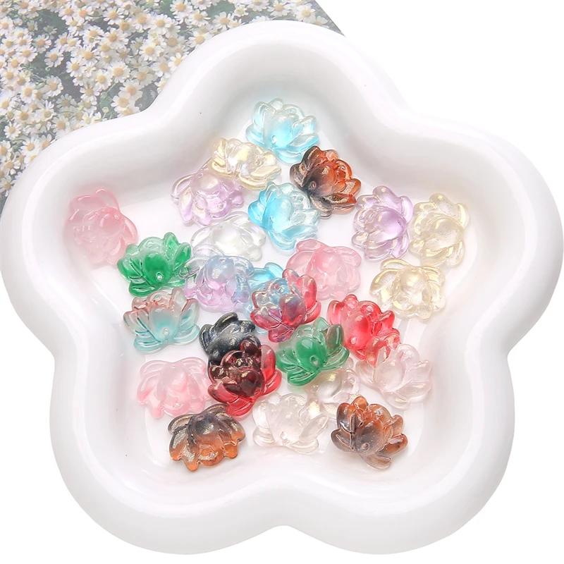 

21x16mm 5pcs Double-holed lotus-shaped glass beads Colorful Loose Glass Bead stone For Jewelry Making DIY Bracelet Necklace Acc