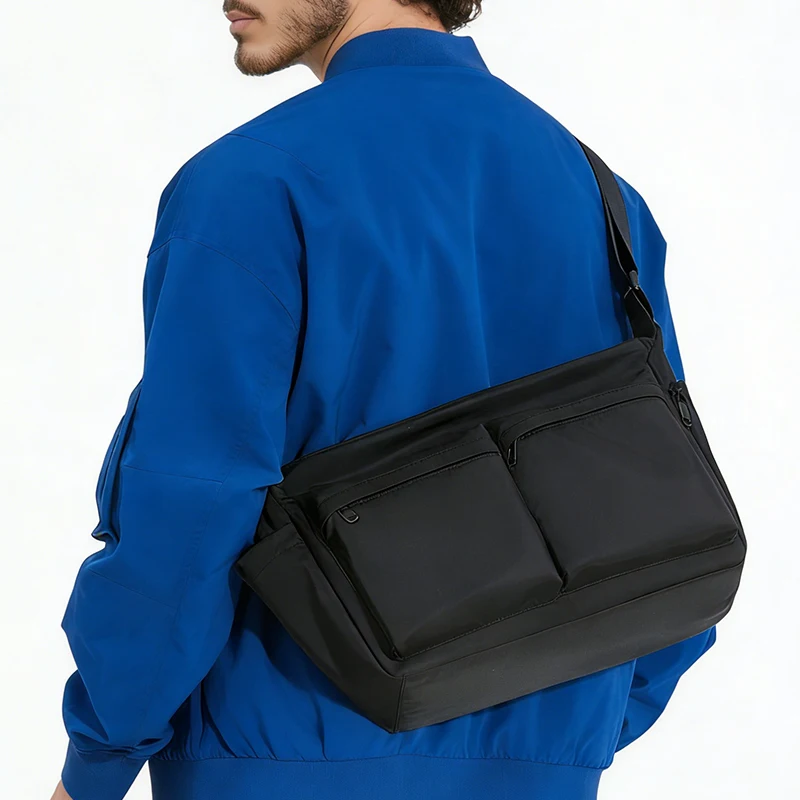 2025 New Japanese Style Lightweight Crossbody Bag for Men, Waterproof Multi-Pocket Shoulder Bag, Trendy Street Fashion Bag for