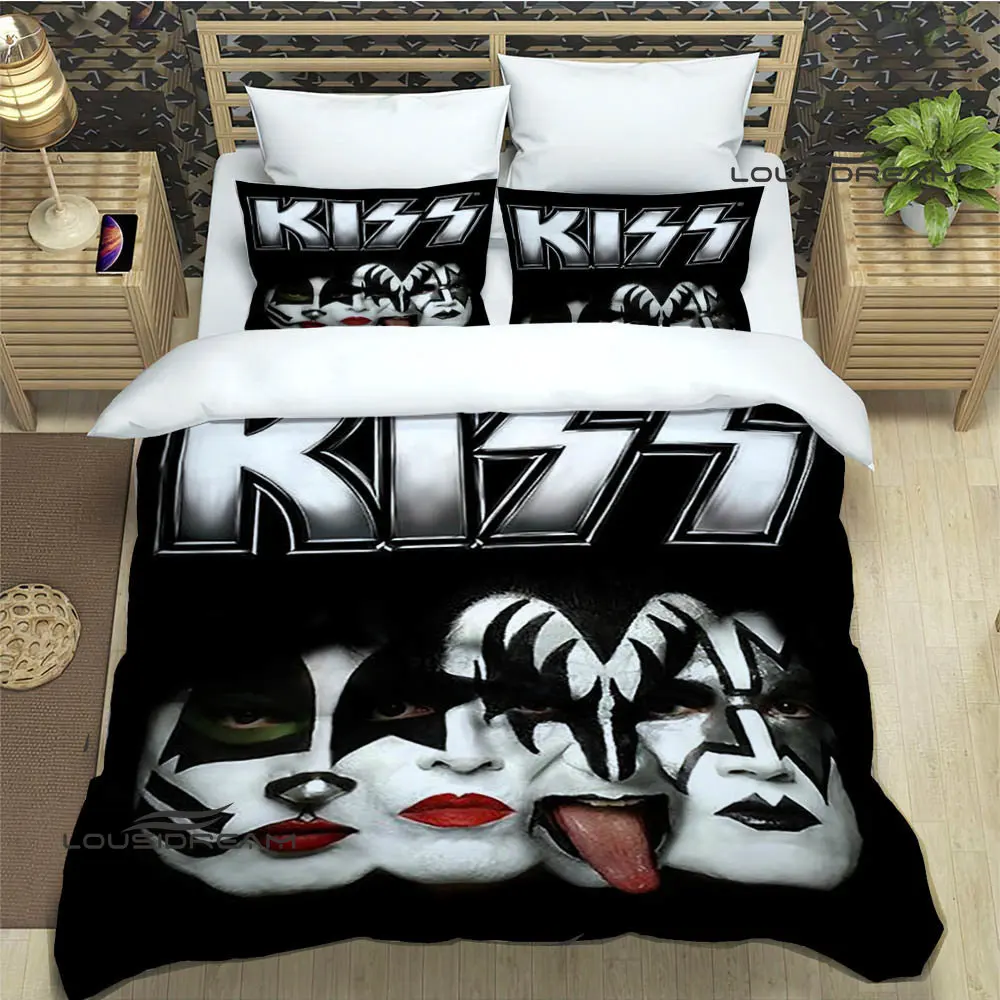 KISS band Printed Bedding Sets exquisite bed supplies set duvet cover bed comforter set bedding set luxury birthday gift