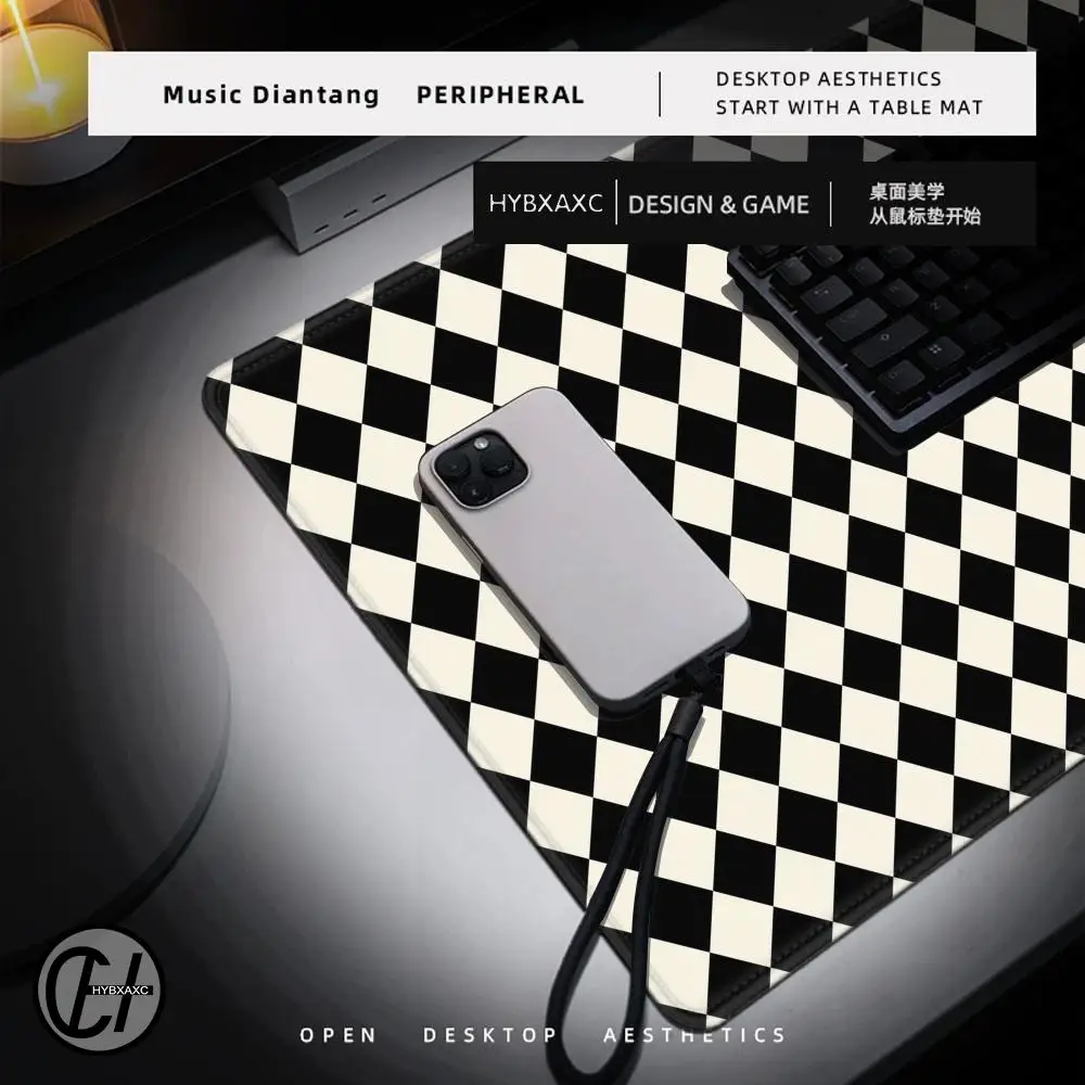 Black And White Checkered Mousepad Gamer Gaming Laptops Mausepad Large Desk Mat Computer Mouse Pad Pc Accessories Rubber Deskmat