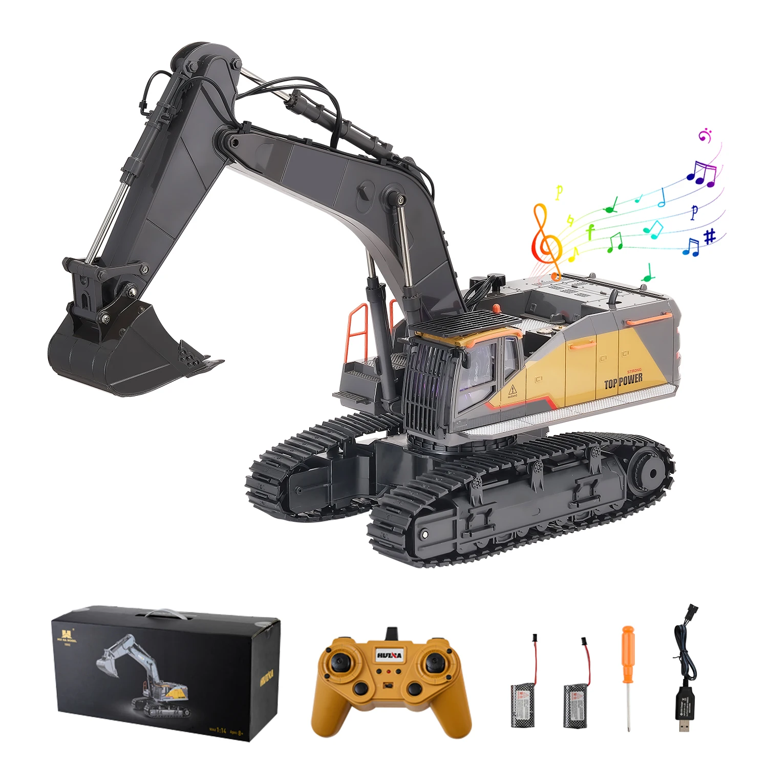 

VEVOR 1:14 RC Excavator Toy 22 Channel Remote Control Digger with Shovel & Sounds Construction Vehicles for Kids Birthday Gifts