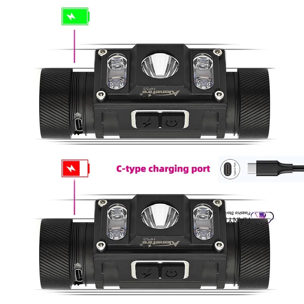 Strong L2 headlight 6000LM Headlight TYPE-C rechargeable 21700 battery Waterproof fishing hand light Flashing head light