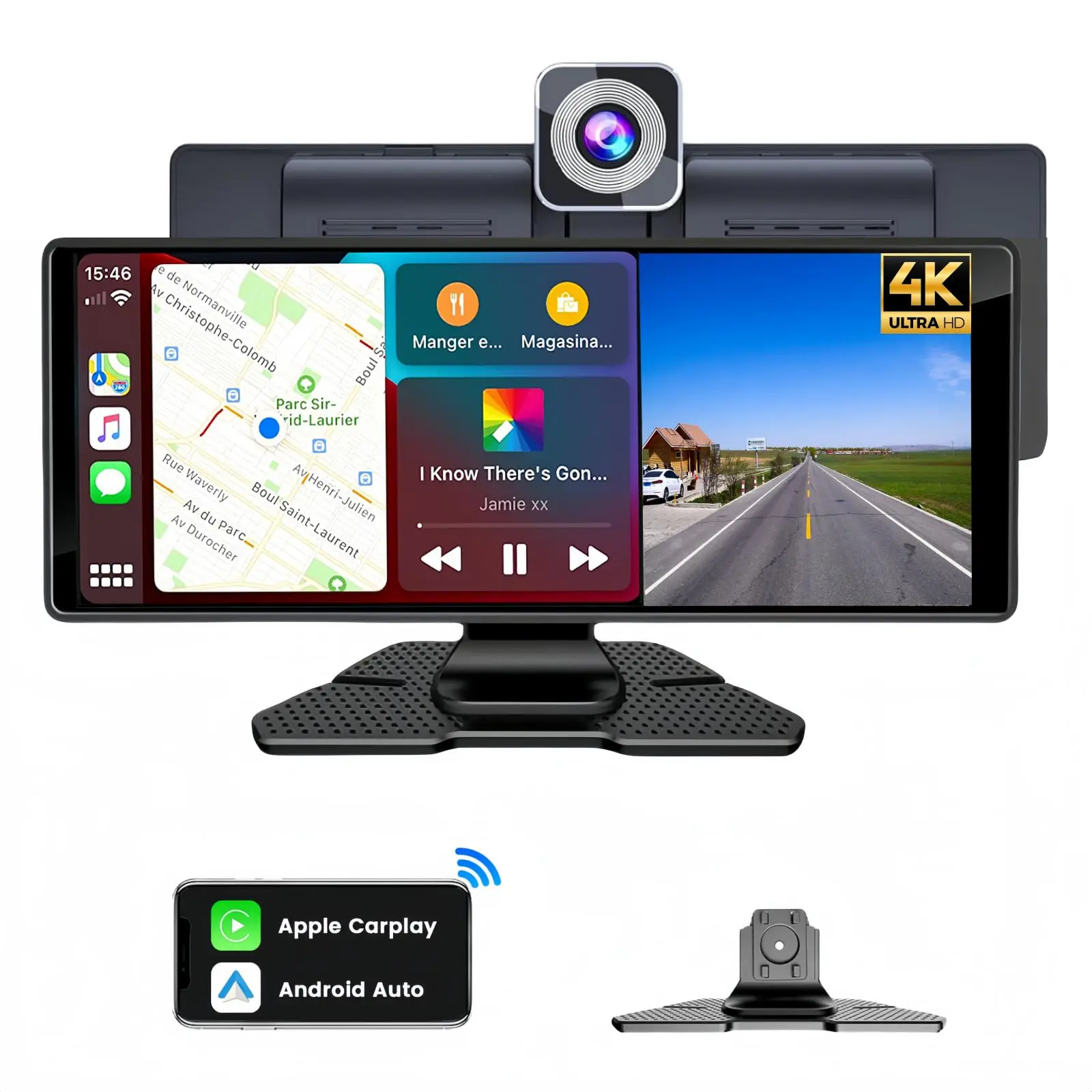 10.26 inch Universal Touch Carplay Screen with  Wireless Carplay Dashcam Portable Screen Car Play for  Carplay