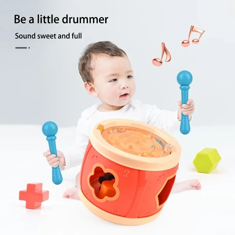 Baby Trommel Bunte Rolltrommel Musikinstrument Spielzeug für Kleinkinder Vorschule Lernspielzeug Rhythmus Sound Musik Lerngeschenk