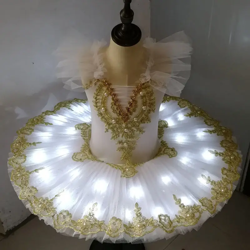Summer Children's Ballet Dress Dance Show Costume Led Light Baby Tutu Fluffy Gauze Girl Dresses Princess Kids Clothes Vestidos