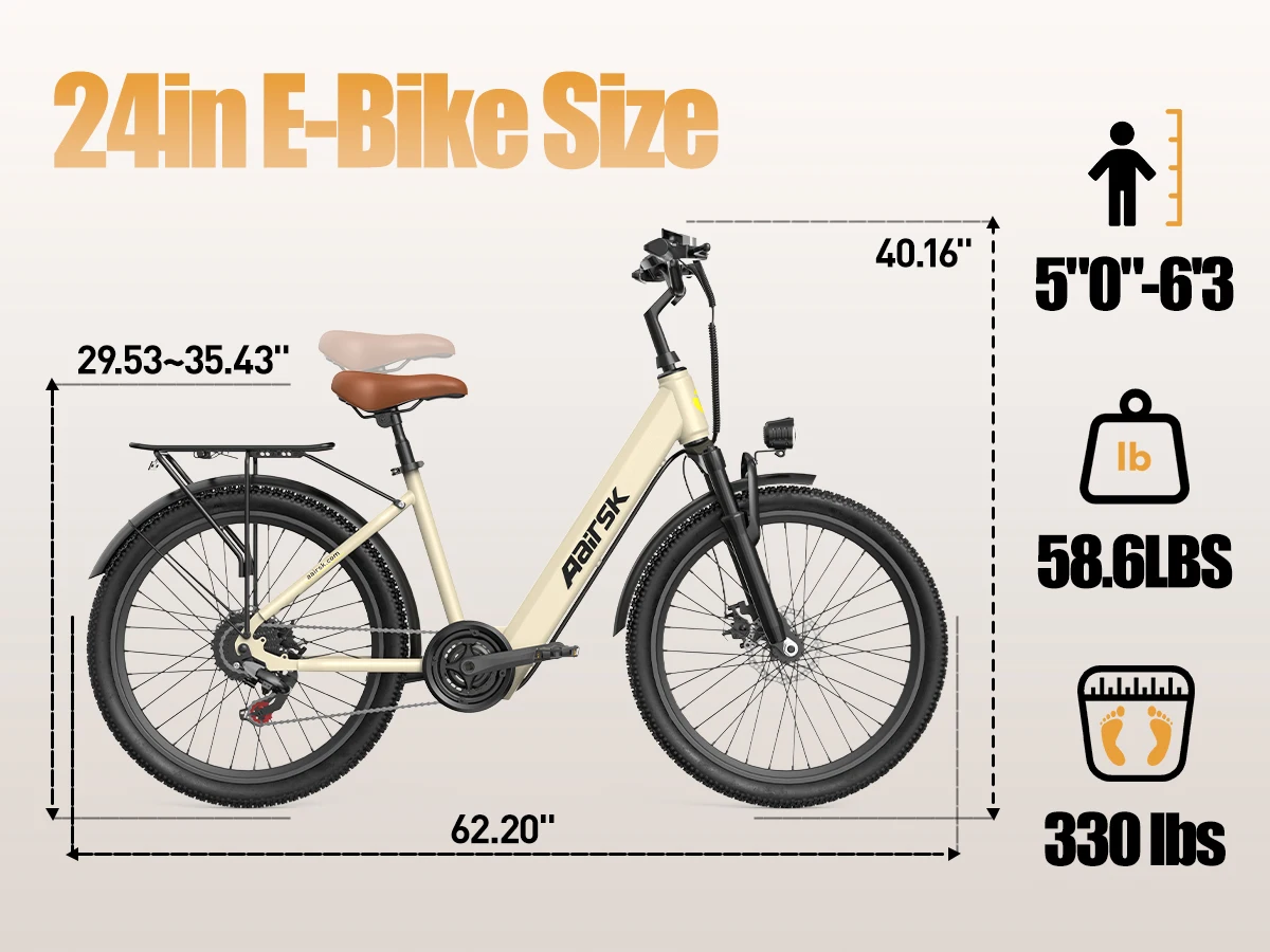 NFC Smart Unlock Erwachsenen-City-E-Bike 250W Bürstenloser Motor 36V13AH Batterie Vorderradaufhängung 24-Zoll-Reifen Max. 25km/h Urbanes Alltags-Elektrofahrrad – Detail 9