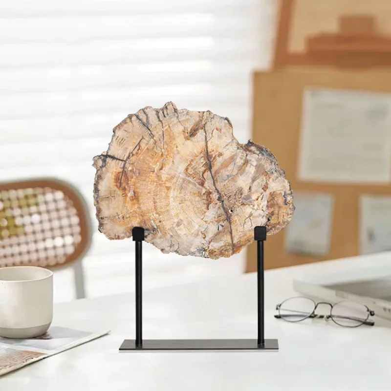 Light luxury modern imitation wood fossil ornaments Sales office Living room Study bookcase Bogu shelf Soft decoration jewelry