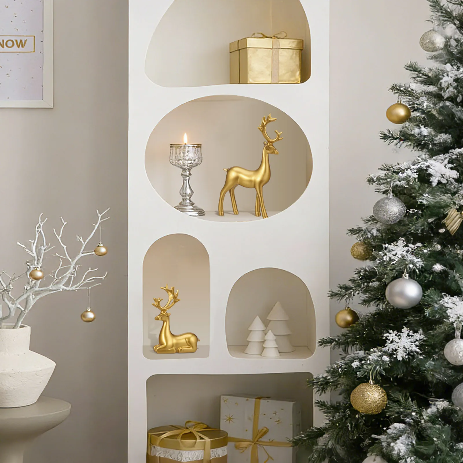 

2Pcs Resin Elk Decor Exquisite Desktop Ornament for Living Room Bedroom Wedding Party Home Decor Gift Idea Decorative Resin Elk